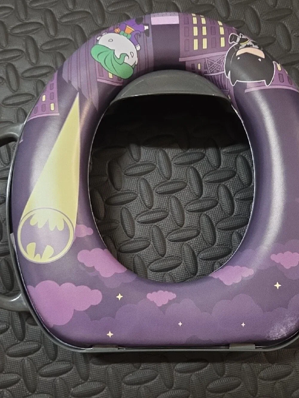 Purple Kids Potty Training Seat with Handles - Bat City Design